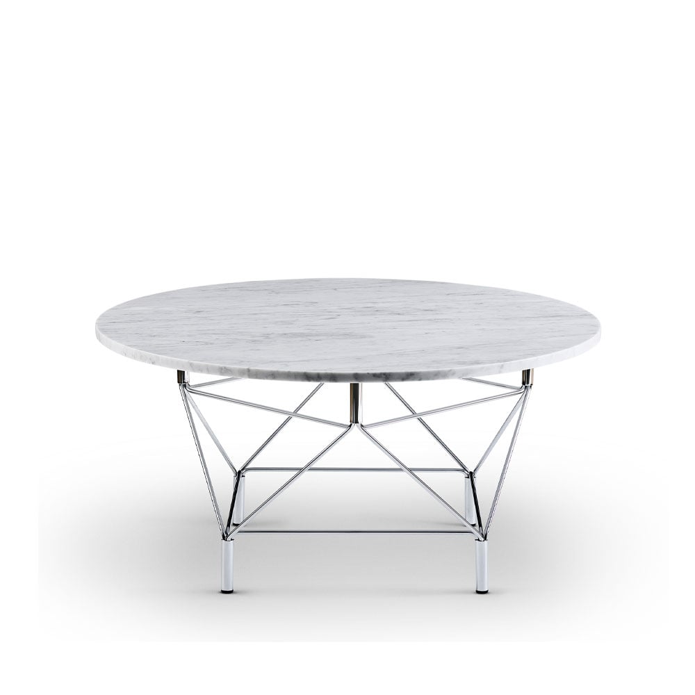 Eilersen Spider sidobord marmor vit, o90cm, förkromat stålstativ