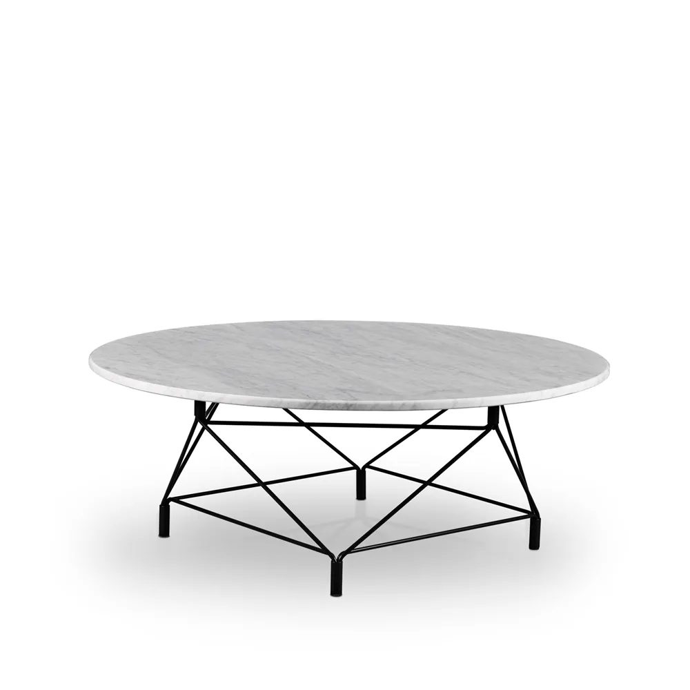 Spider soffbord, Vit marmor-svart stativ, Ø105 cm Eilersen