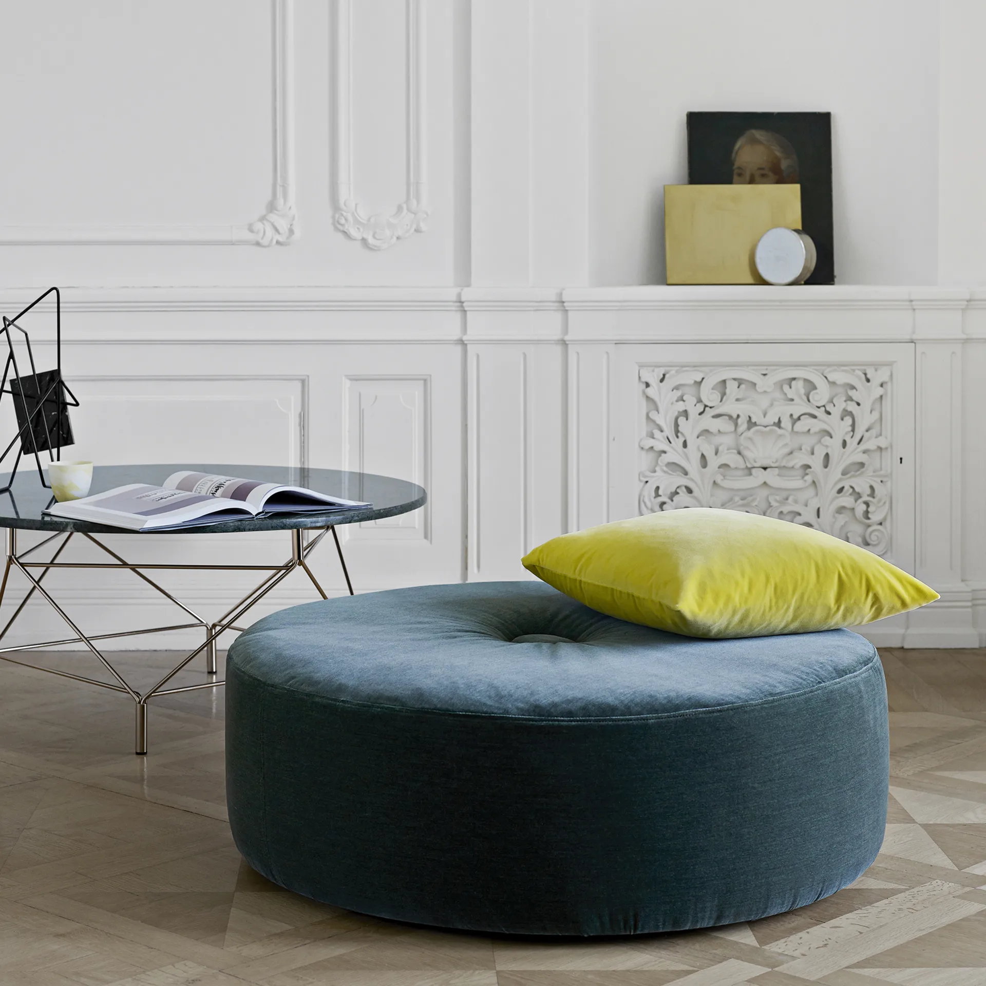 Wheel fotpall 1 knapp Ø80 cm, tyg grå Eilersen