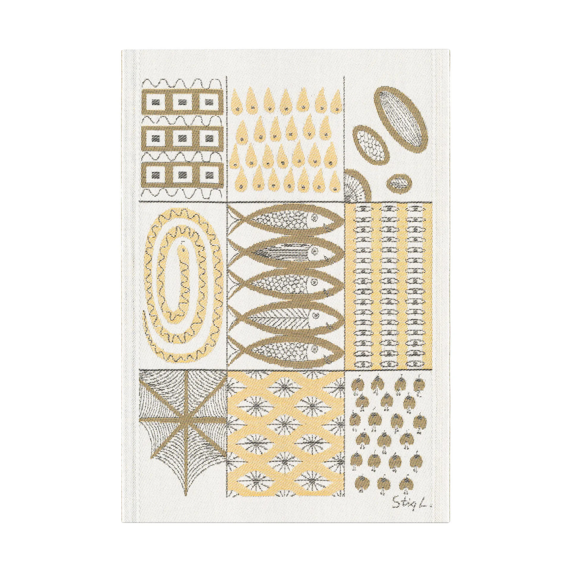 Fiskglänta kökshandduk 35x50 cm, Gul Ekelund Linneväveri