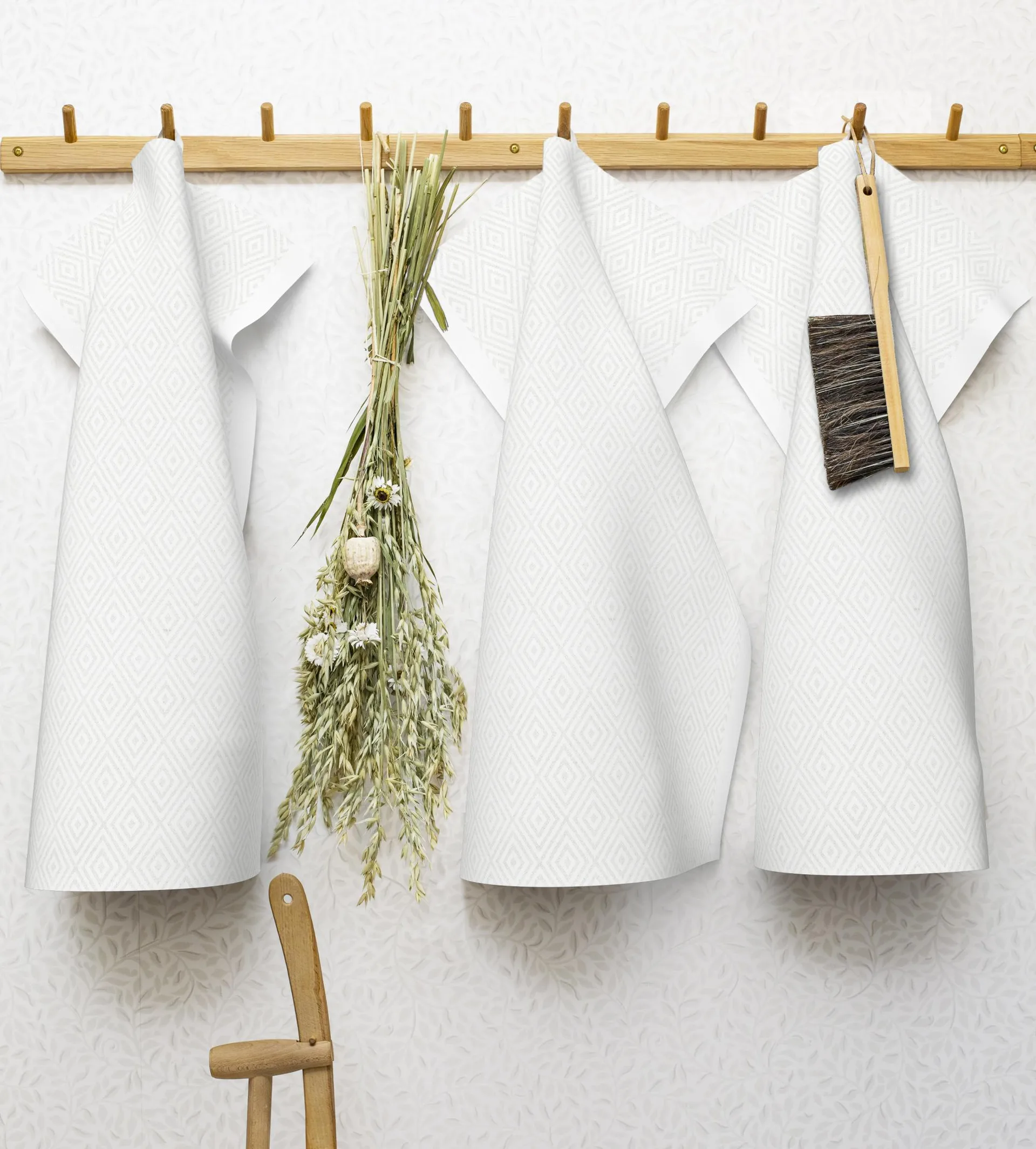 Gåsöga kökshandduk blekt, 35x50 cm Ekelund Linneväveri