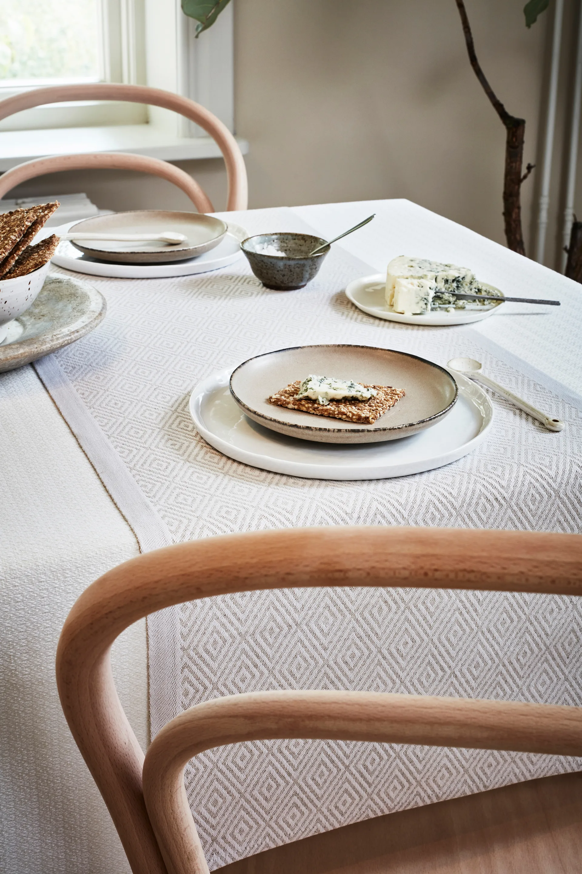 Gåsöga löpare oblekt, 35x120 cm Ekelund Linneväveri