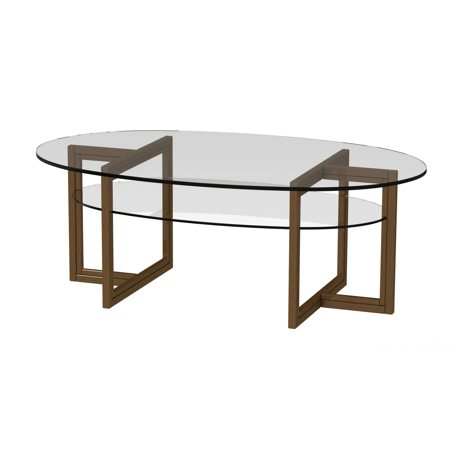 Brutus soffbord ellips, ek brunolja, 130x80cm, glasskivor Englesson