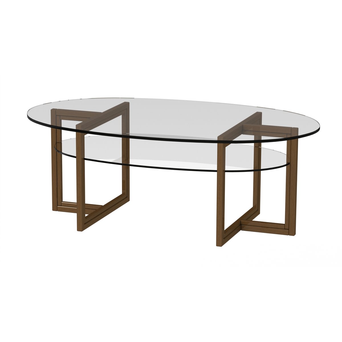 Englesson Brutus soffbord ellips ek brunolja, 130x80cm, glasskivor