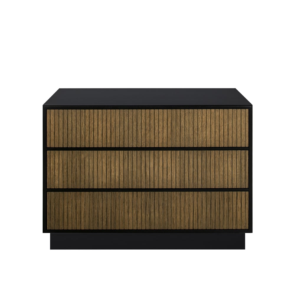 Englesson Line byrå walnut/black, 3 lådor, sockel | Skandinavisk Design | Byråer | Brun