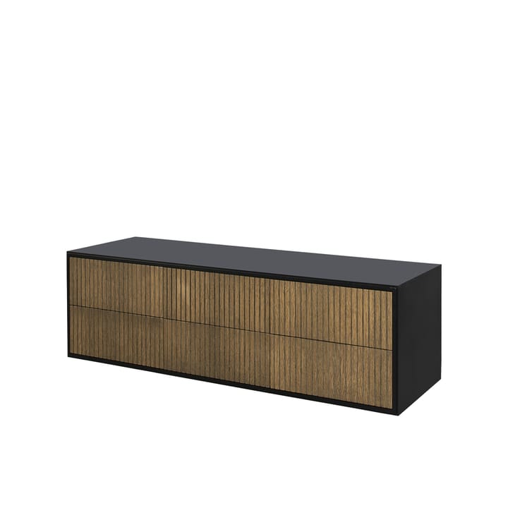 Line byrå, Walnut/black-6 lådor-vägghängd Englesson