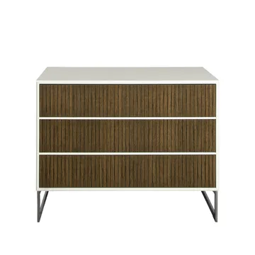 Line byrå - walnut/white, 3 lådor, kromben - Englesson