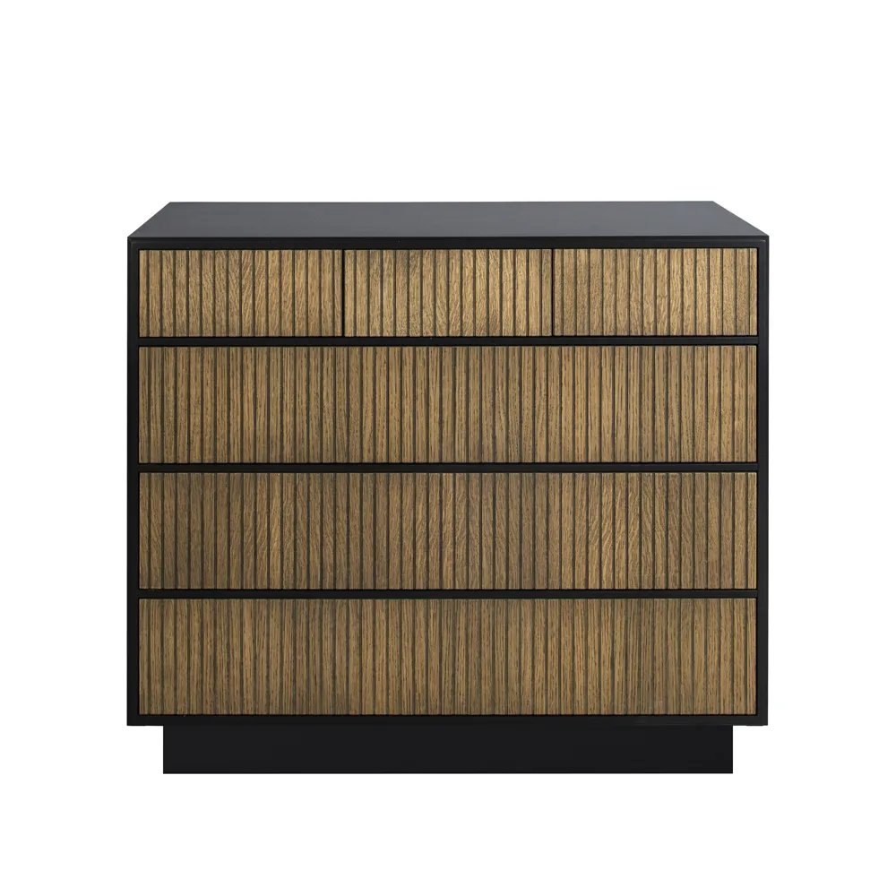 Line Hög byrå, Walnut/black-3+3 lådor-sockel Englesson