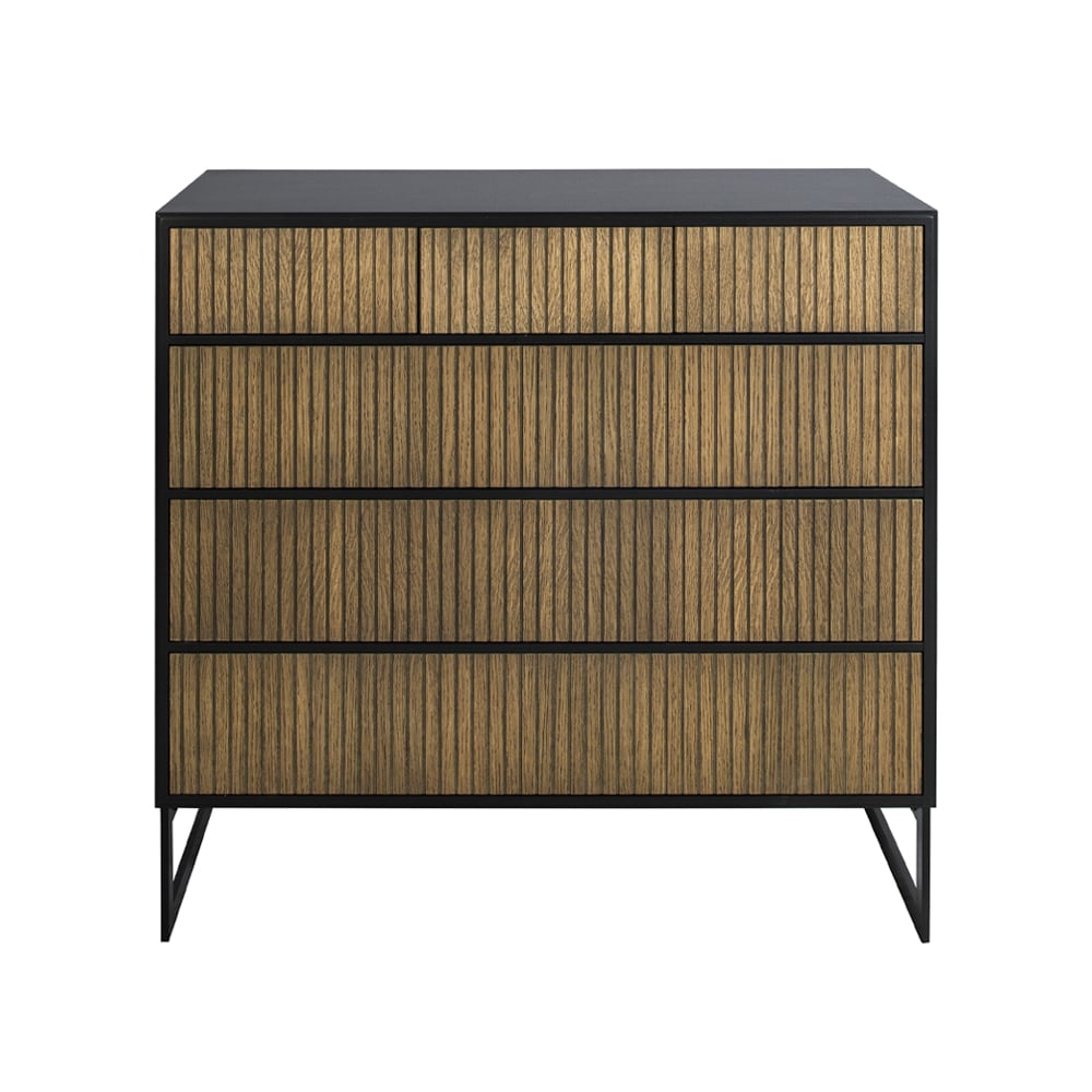 Englesson Line Hög byrå walnut/black, 3+3 lådor, svarta metallben
