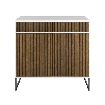 Line Hög skänk - walnut/white, 2dörrar+2lådor+1hylla, kromben - Englesson