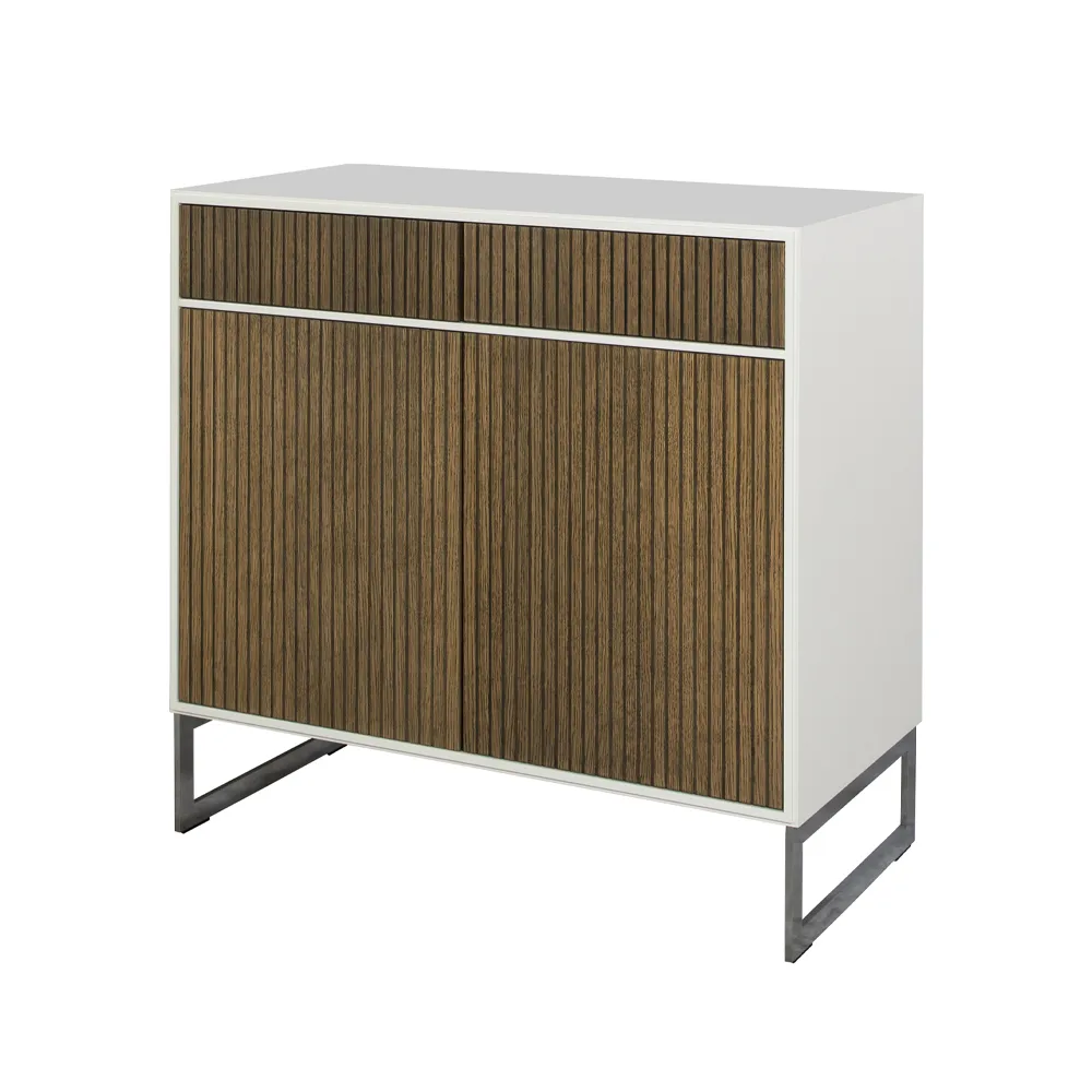 Line Hög skänk, walnut/white, 2dörrar+2lådor+1hylla, kromben Englesson