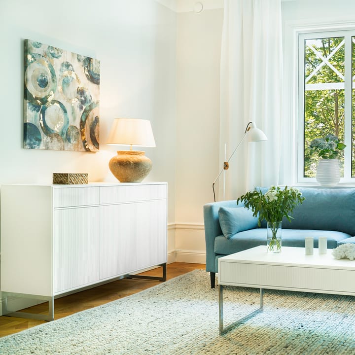 Line Hög skänk, walnut/white, 2dörrar+2lådor+1hylla, sockel Englesson