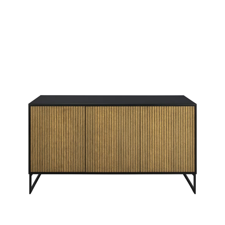Line skänk - walnut/black, 3dörrar+2hyllor, svarta metallben - Englesson