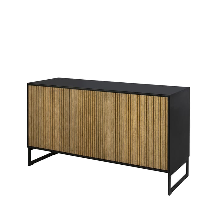 Line skänk, walnut/black, 3dörrar+2hyllor, svarta metallben Englesson