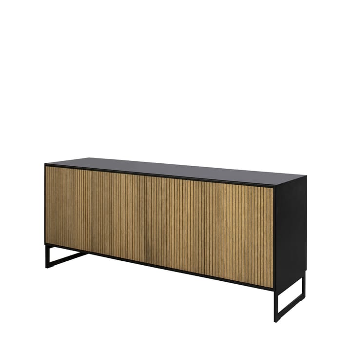 Line skänk, walnut/black, 4dörrar+1+1hyllor, svarta metallben Englesson