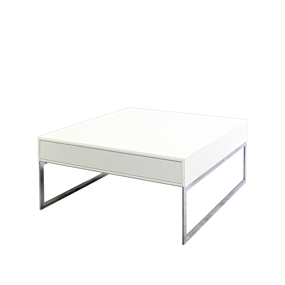 Englesson Line soffbord 100x100 cm White, kromben | Skandinavisk Design | Soffbord | Vit