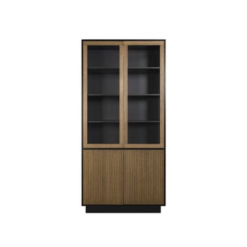 Line vitrinskåp - walnut/black, 2+2dörrar+3+1hyllor, sockel - Englesson
