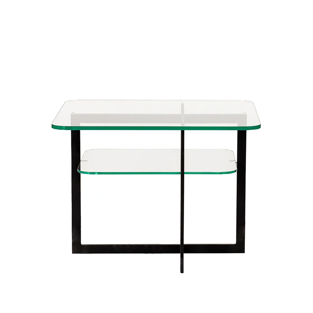 Englesson Square sidobord glas, svartlackat stativ | Skandinavisk Design | Avlastningsbord & Sidobord | Transparent