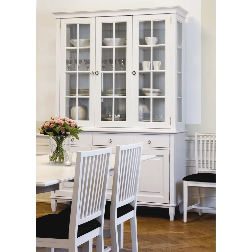 Stockholm vitrin/överskåp, svart, glassidor, 3 dörrar Englesson