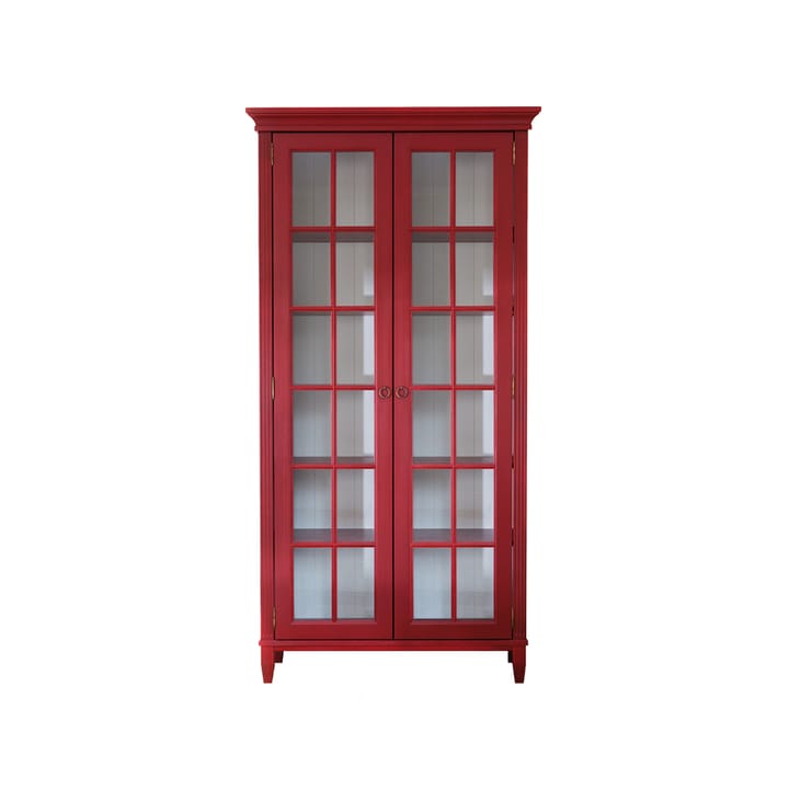 Stockholm vitrinskåp - röd, vit rygg, 2 dörrar - Englesson