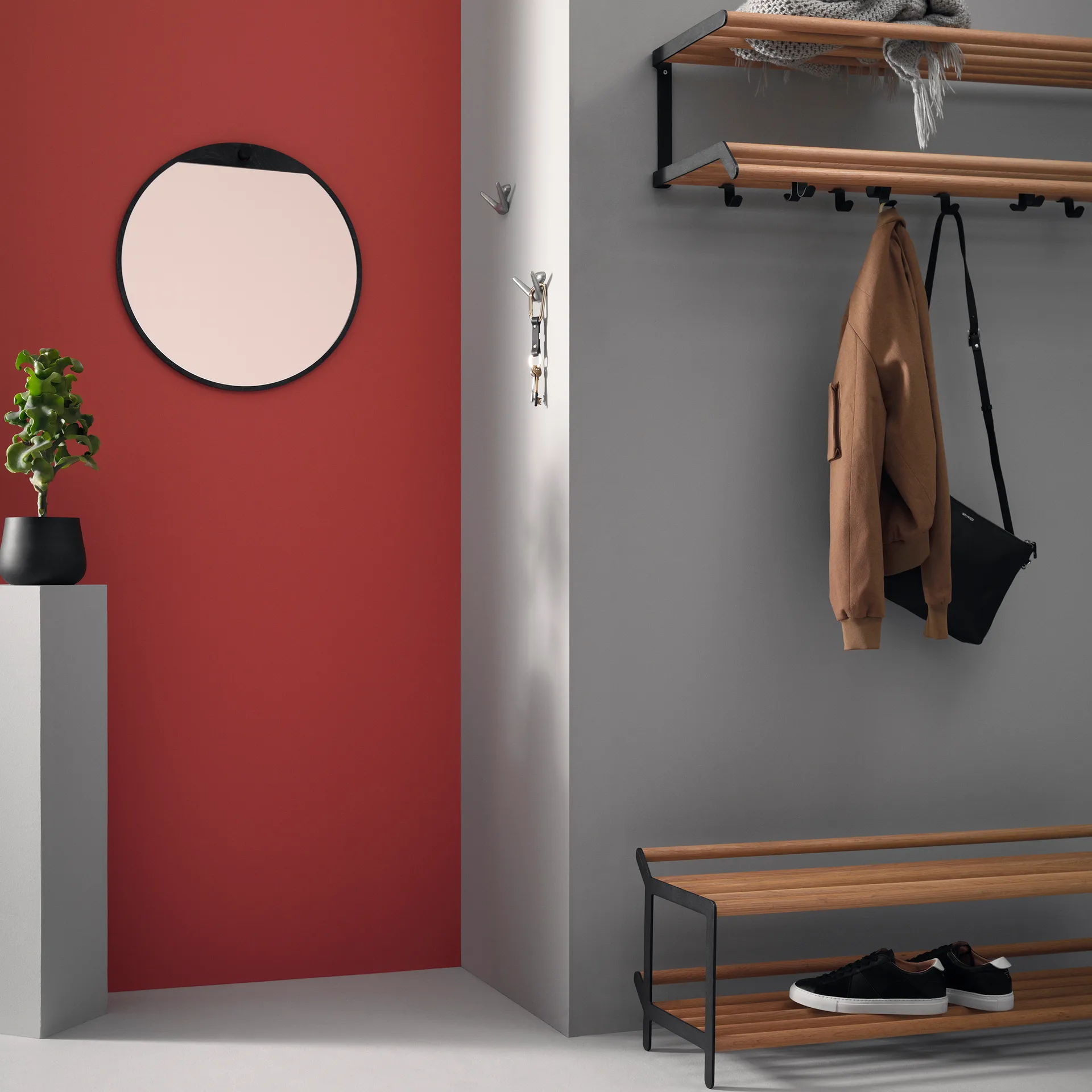 Tamburin skohylla 100 cm, Ek-svart Essem Design