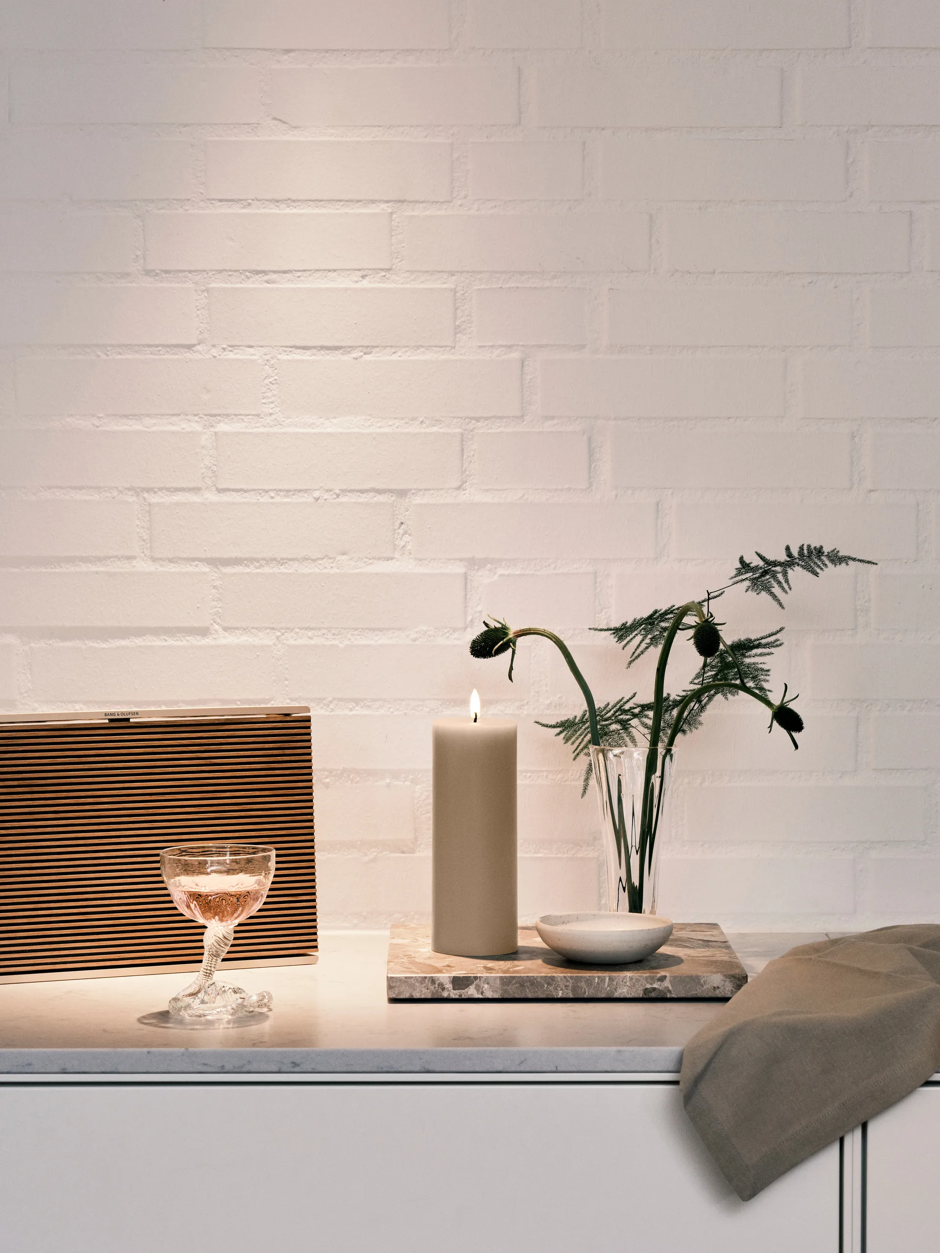 ester & erik blockljus LED, 22 Linen Grey, 20 cm ester & erik