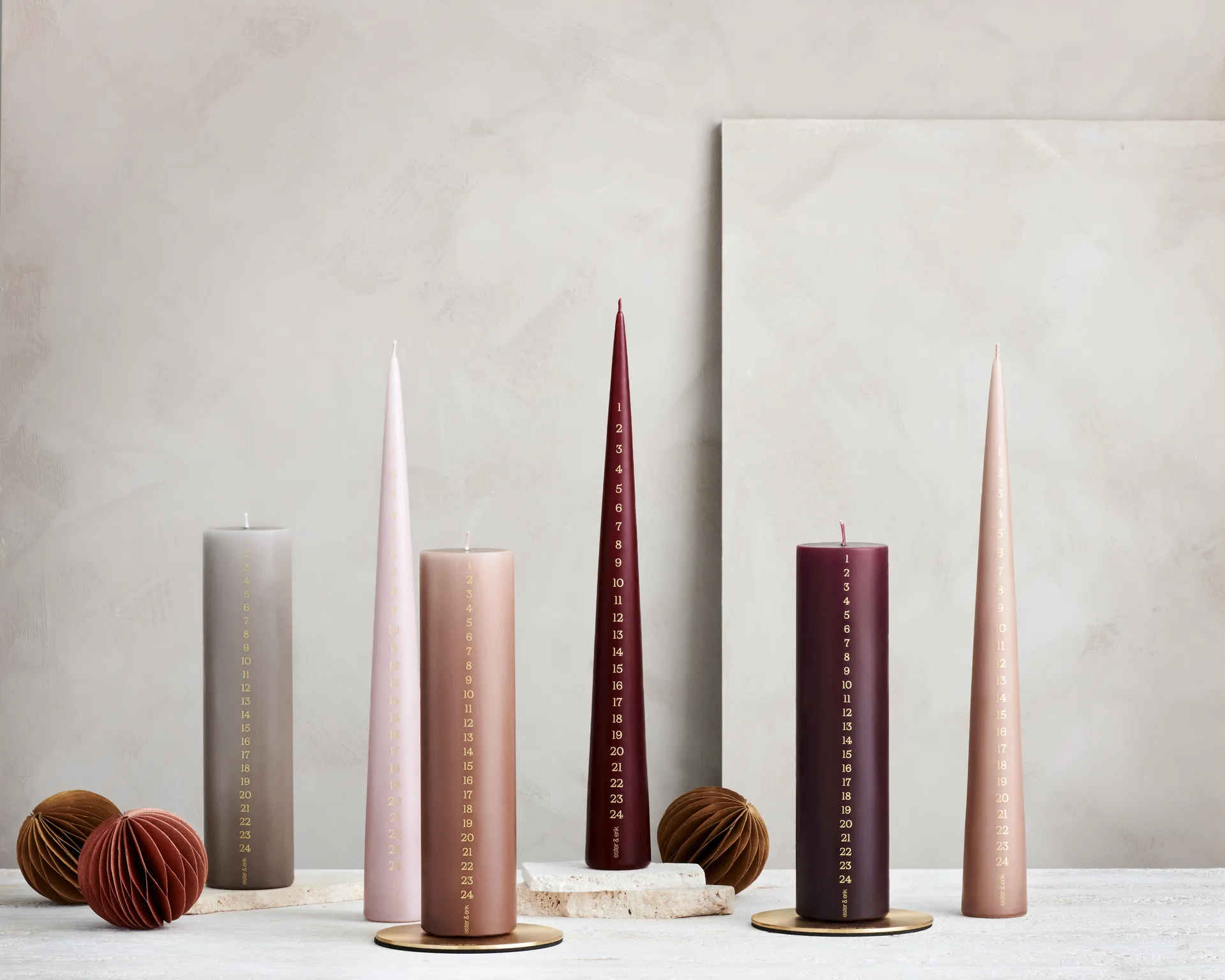 ester & erik kalenderljus 37 cm, 44/2 deep wine ester & erik