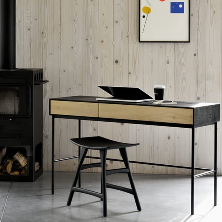 Blackbird skrivbord, Svart ek 2 lådor-Svart stativ Ethnicraft