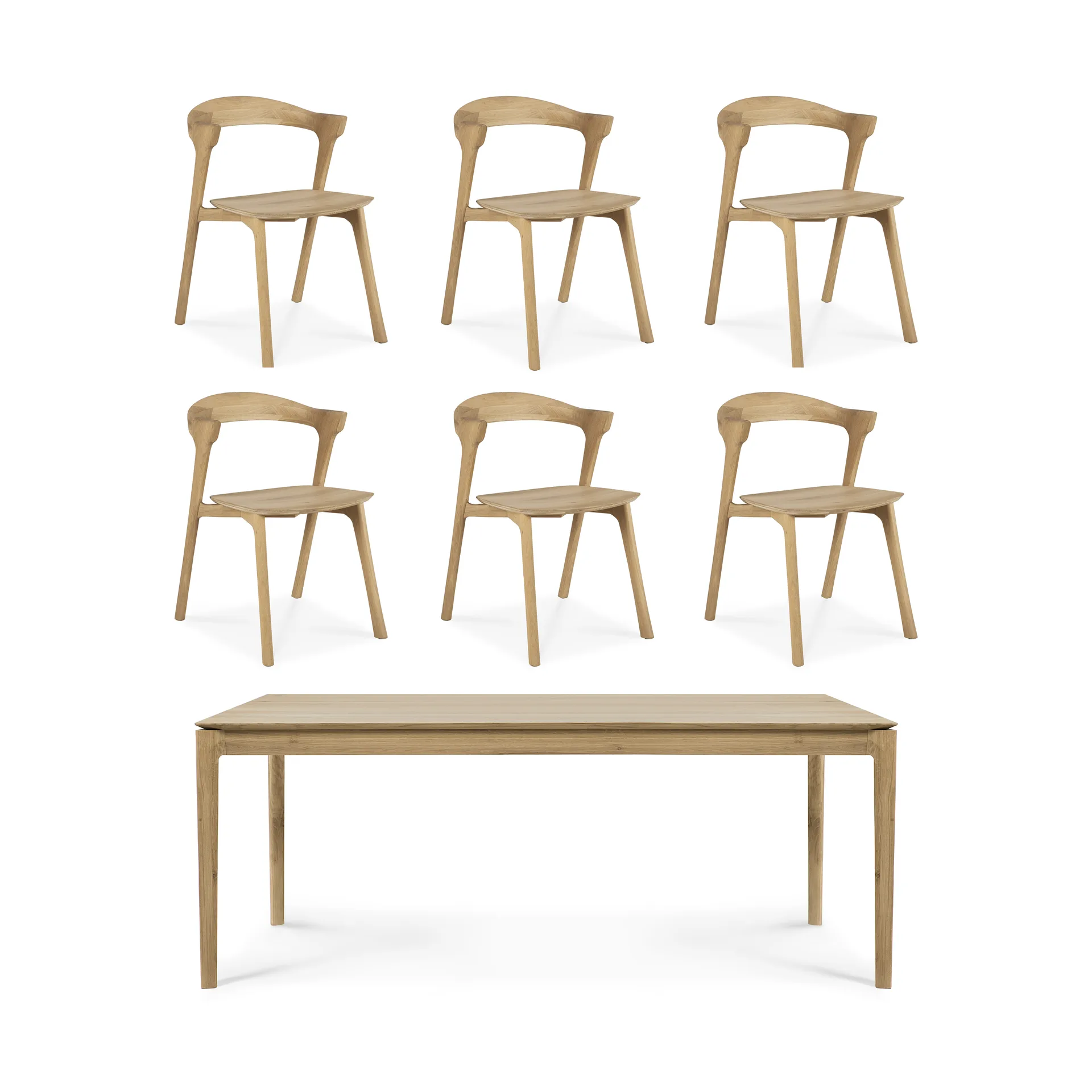 Bok matbord 200 cm + stol 6-pack - Hårdvaxoljad ek Ethnicraft