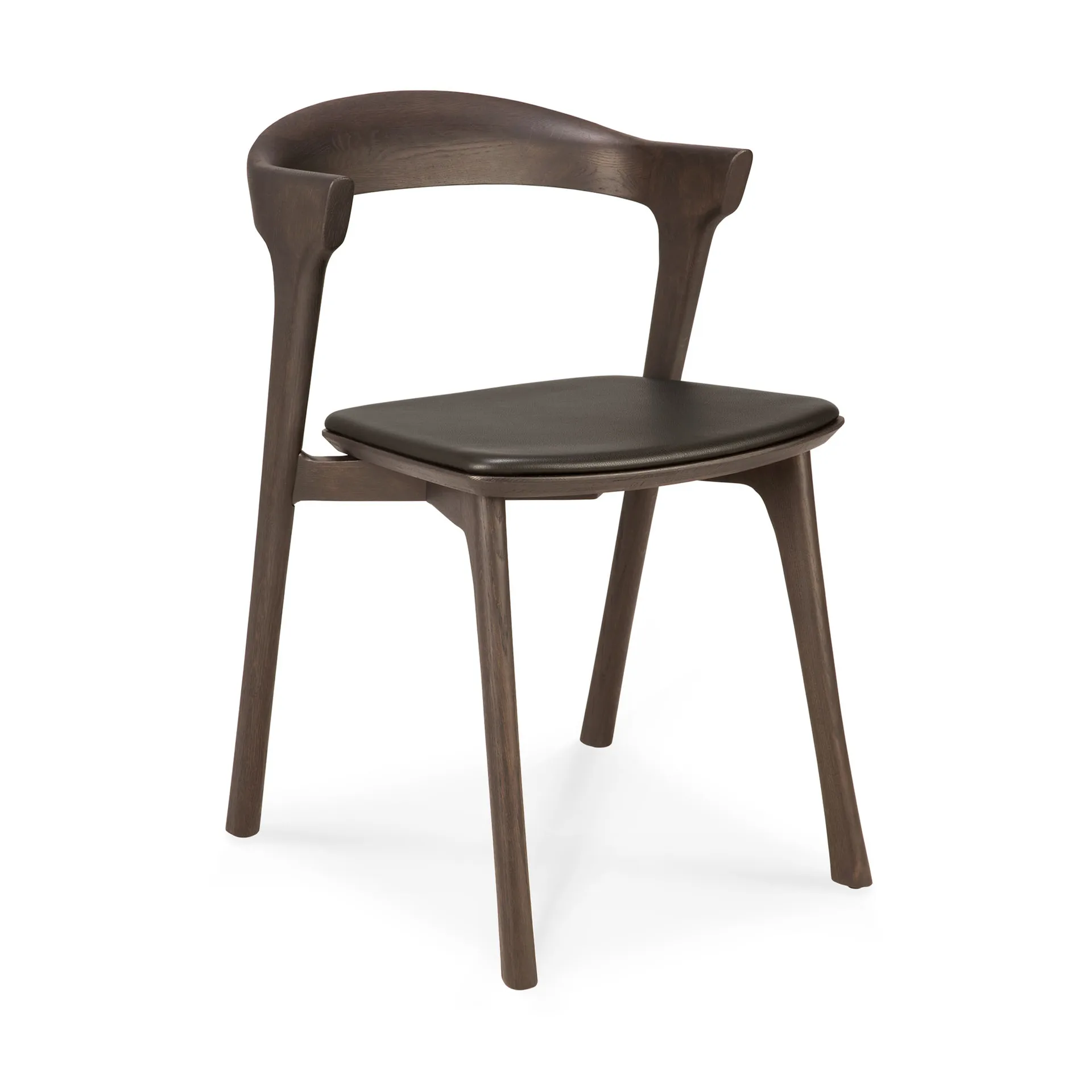 Bok stol med lädersits, Brunbetsad ek-brunt läder Ethnicraft