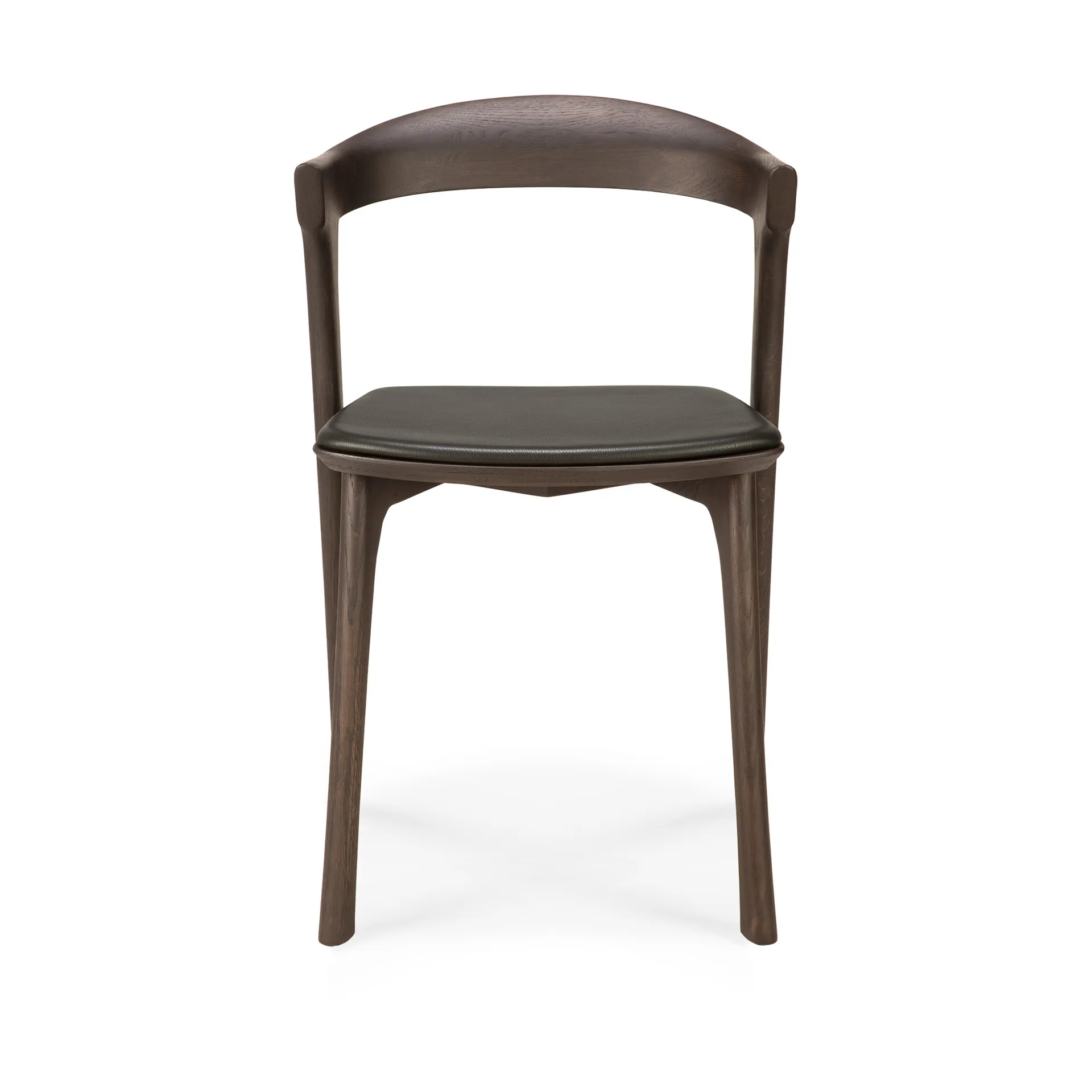 Bok stol med lädersits, Brunbetsad ek-brunt läder Ethnicraft