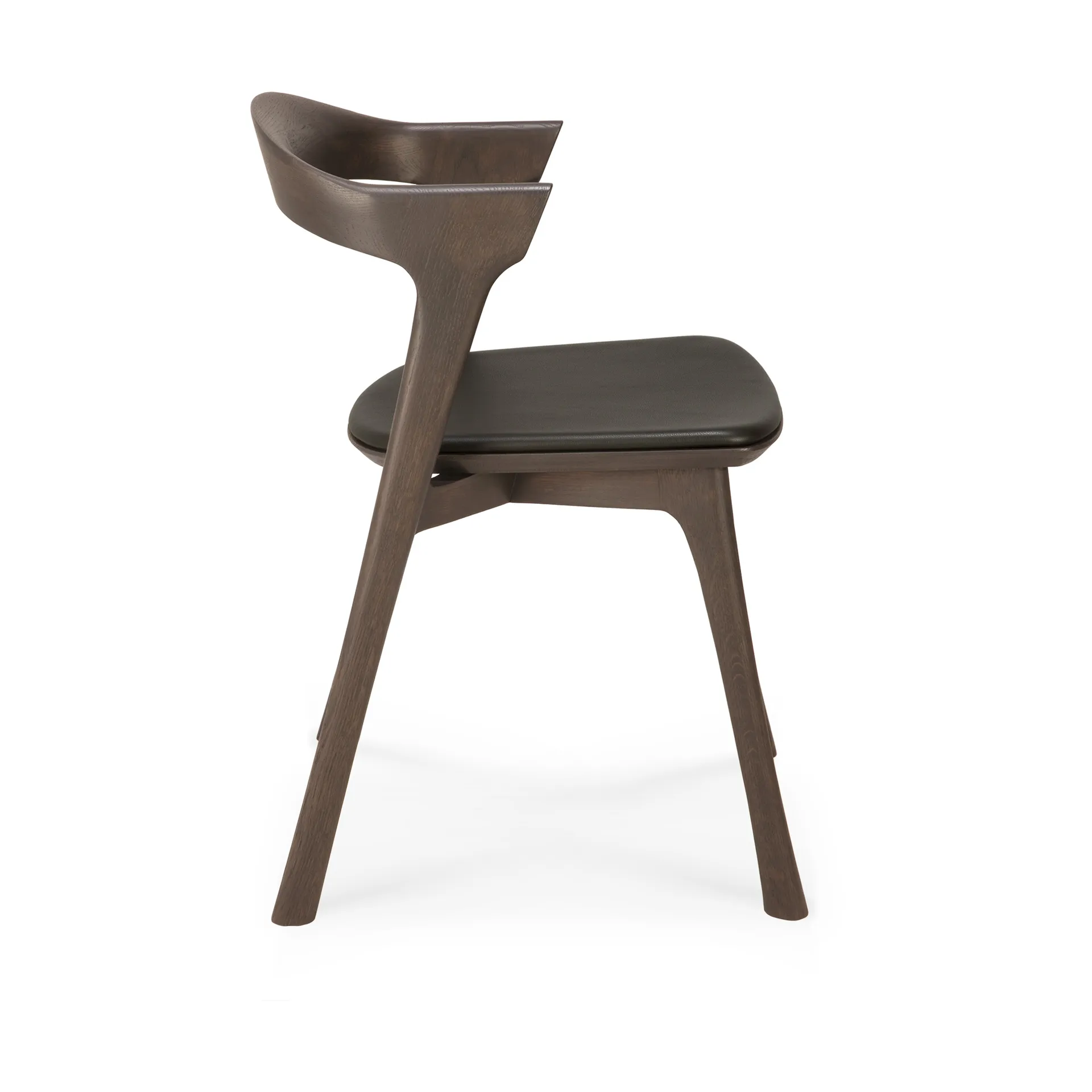 Bok stol med lädersits, Brunbetsad ek-brunt läder Ethnicraft