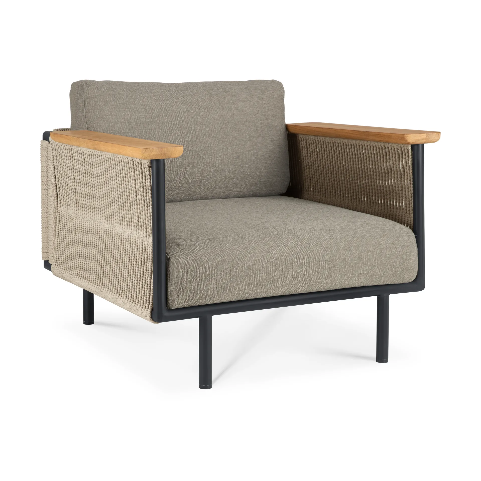 Corbey Outdoor loungestol med dyna, Aluminium black-Silt Ethnicraft