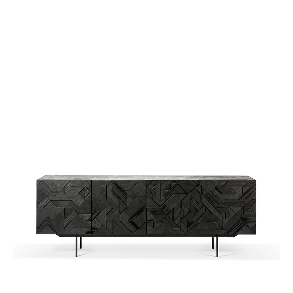 Ethnicraft Graphic sideboard Teak svart 4 dörrar | Skandinavisk Design | Sideboards & Skänkar | Svart