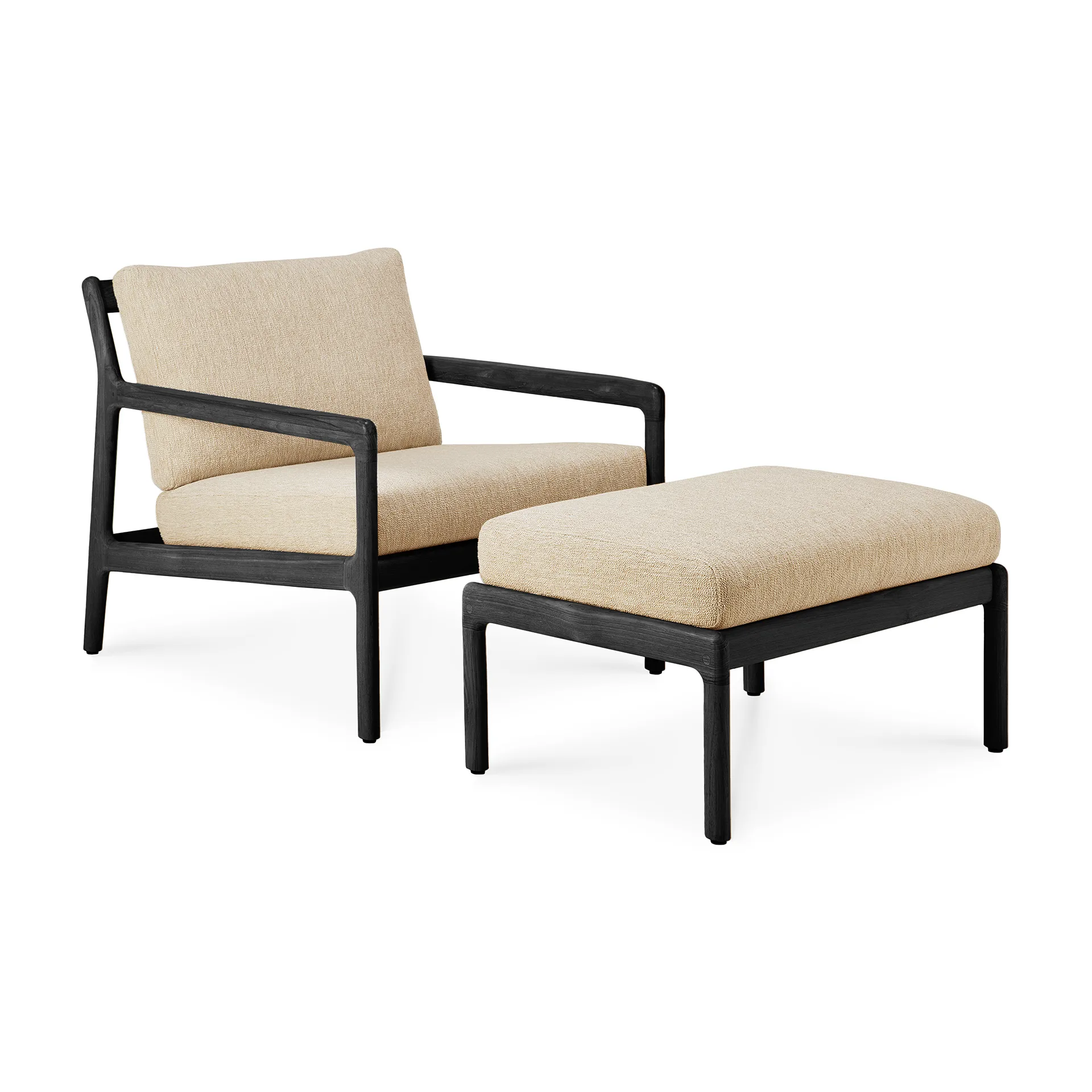 Jack outdoor fotpall svartbetsad teak, Natural Ethnicraft