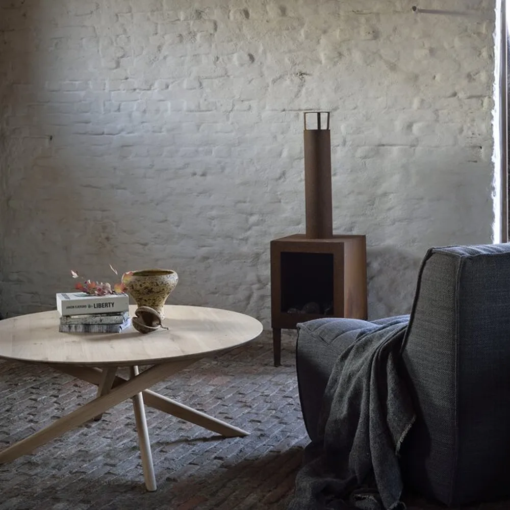 Mikado soffbord Ø100 cm, Oak wax oil round Ethnicraft