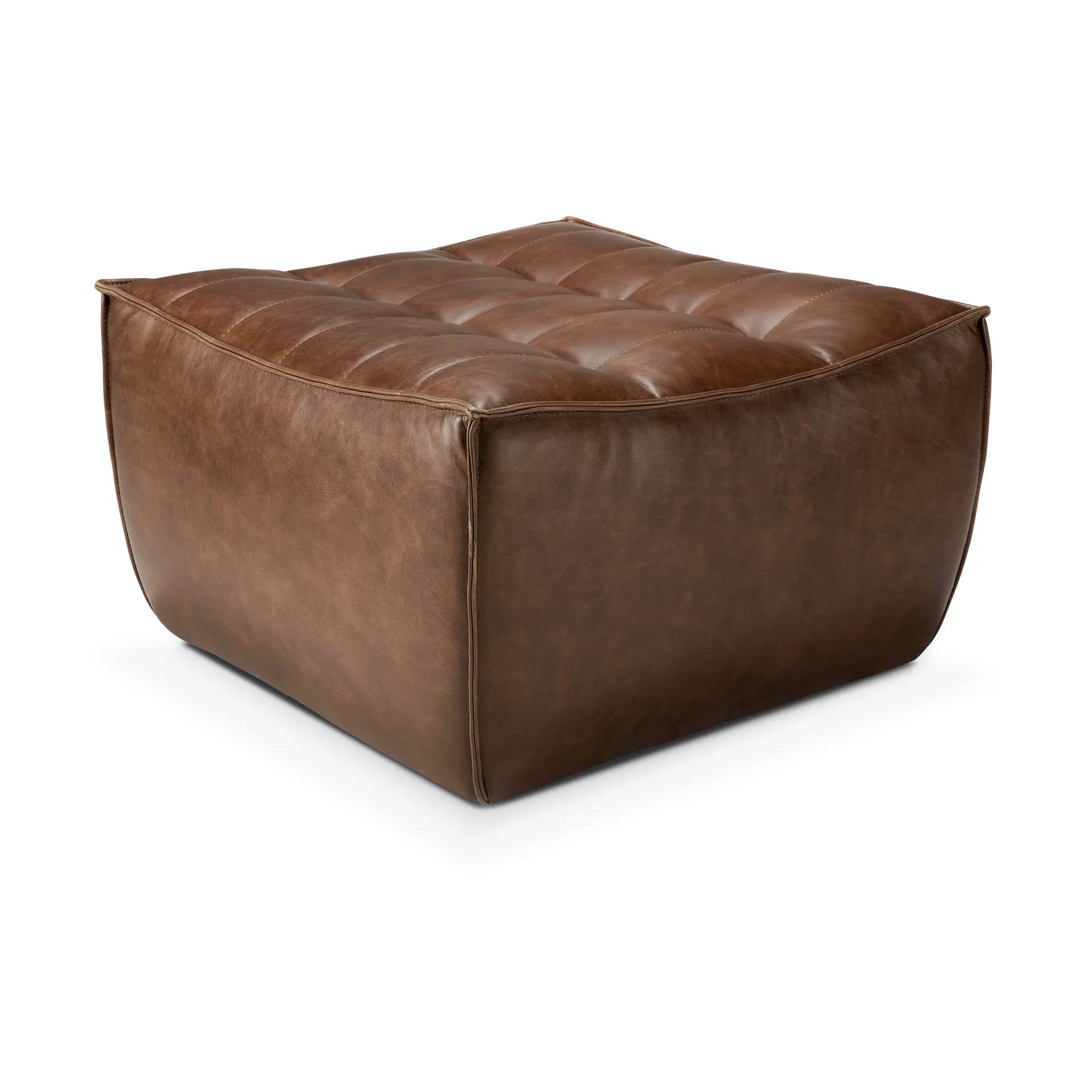 N701 fotpall 70x70 cm, Läder Chestnut Ethnicraft