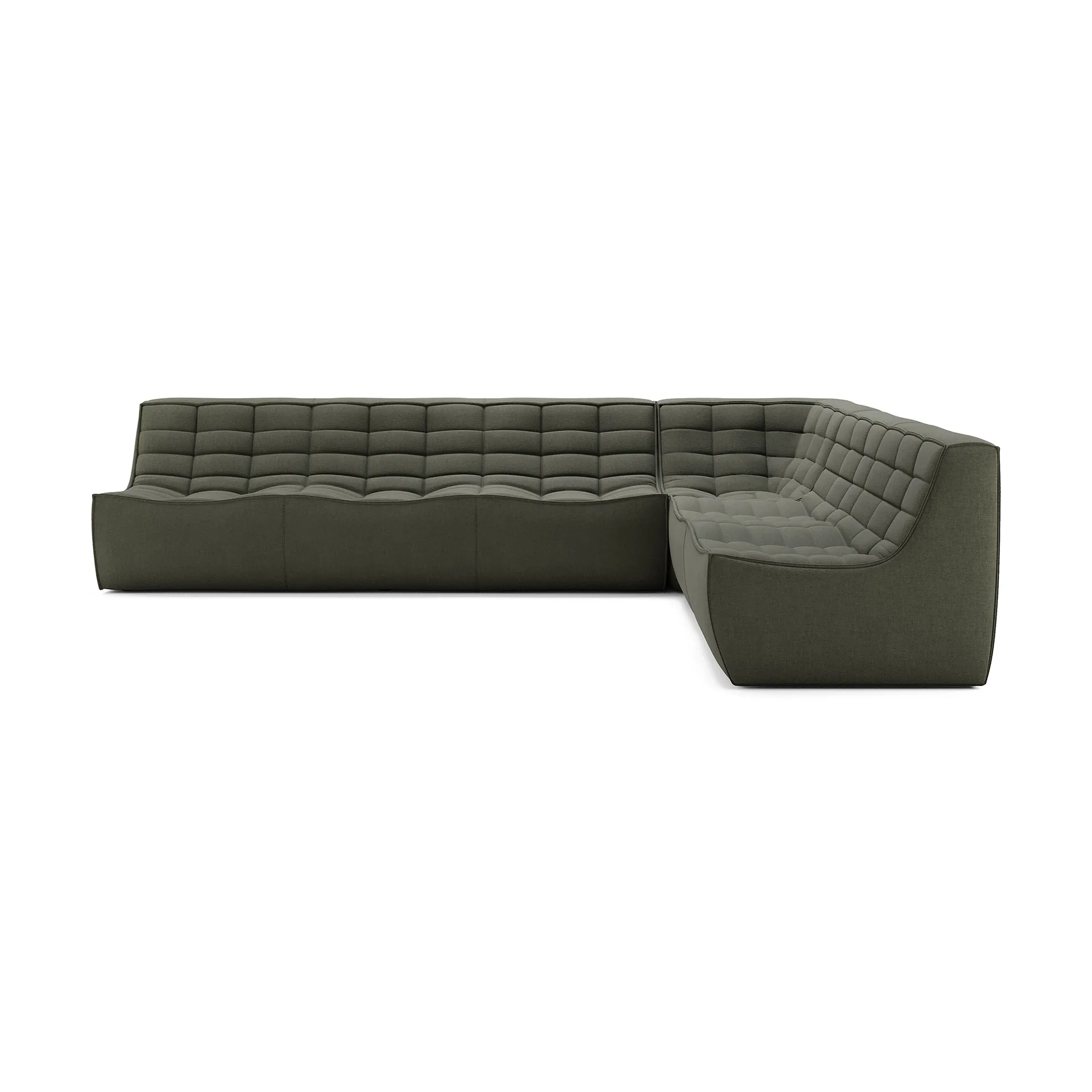 N701 modulhörnsoffa med rakt hörn, tyg Moss Eco, 301x231 cm,  Ethnicraft