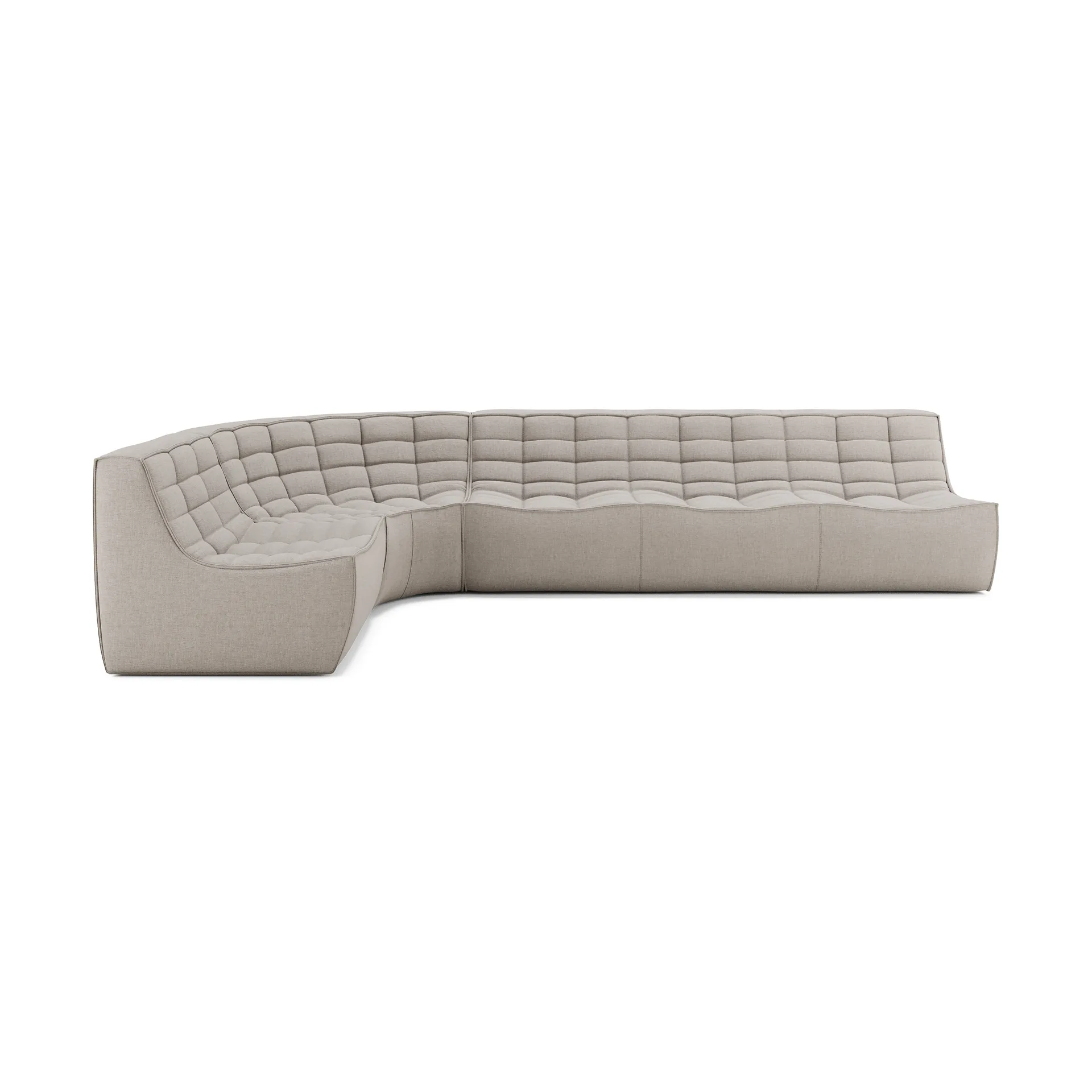 N701 modulhörnsoffa med rundat hörn, tyg Ecru Beige, 301x171 cm,  Ethnicraft