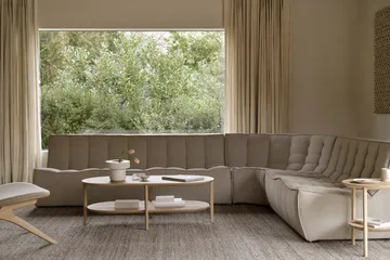 N701 modulhörnsoffa med rundat hörn, tyg Ecru Beige, 301x171 cm - Ethnicraft