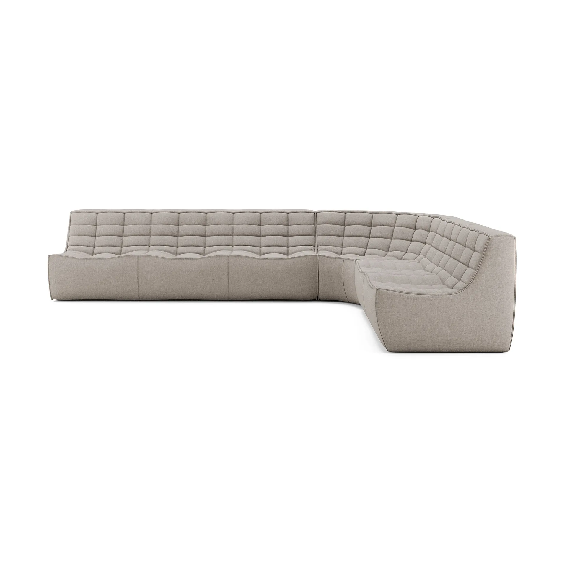 N701 modulhörnsoffa med rundat hörn, tyg Ecru beige, 330x260 cm,  Ethnicraft