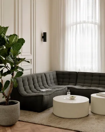 N701 modulhörnsoffa med rundat hörn, tyg Moss Eco, 301x171 cm - Ethnicraft