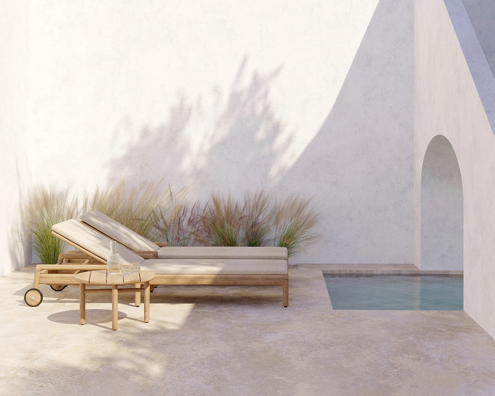 Quatro outdoor soffbord teak, Ø59 cm Ethnicraft