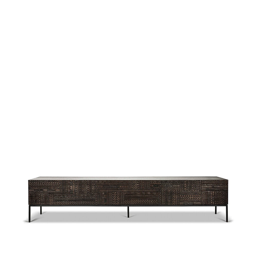 Ethnicraft Tabwa mediabänk Svart teak 51x240 cm | Skandinavisk Design | Sideboards & Skänkar | Svart
