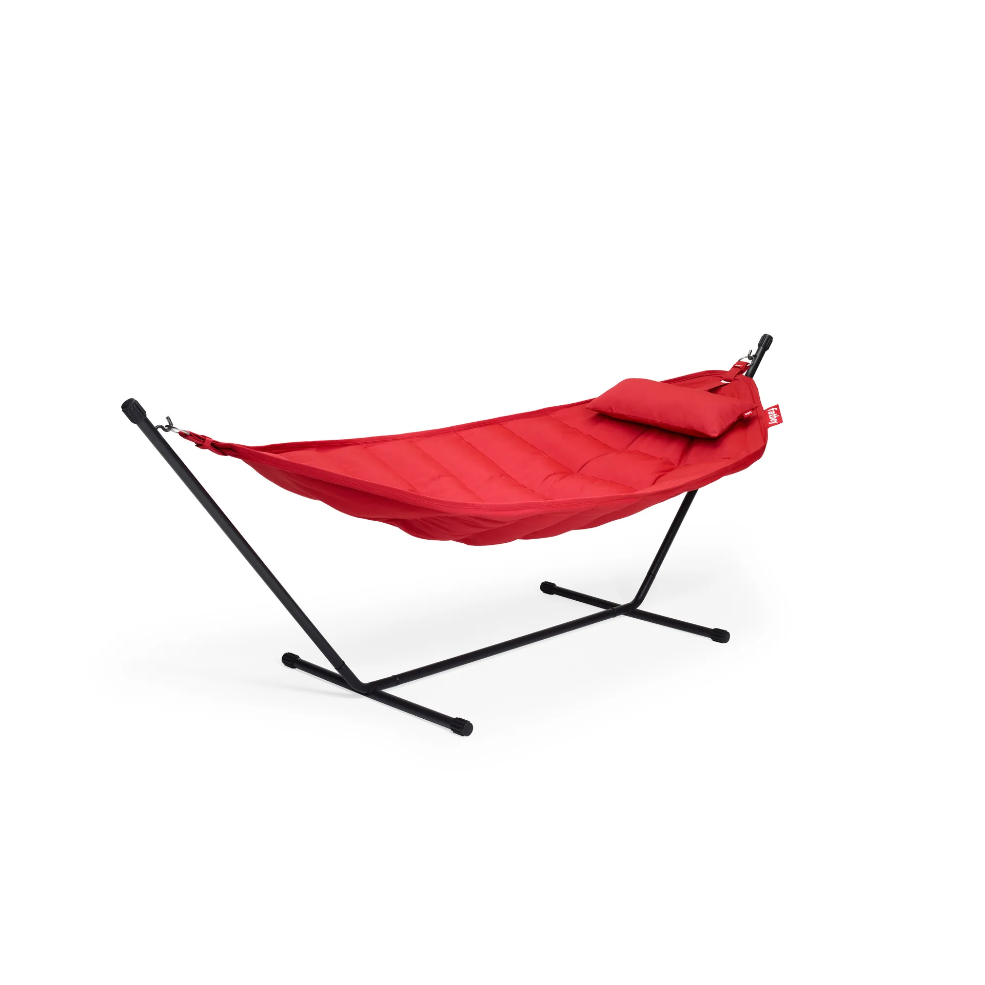 Headdemock Superb hängmatta inkl. nackkudde, Red-black inkl.ställning Fatboy