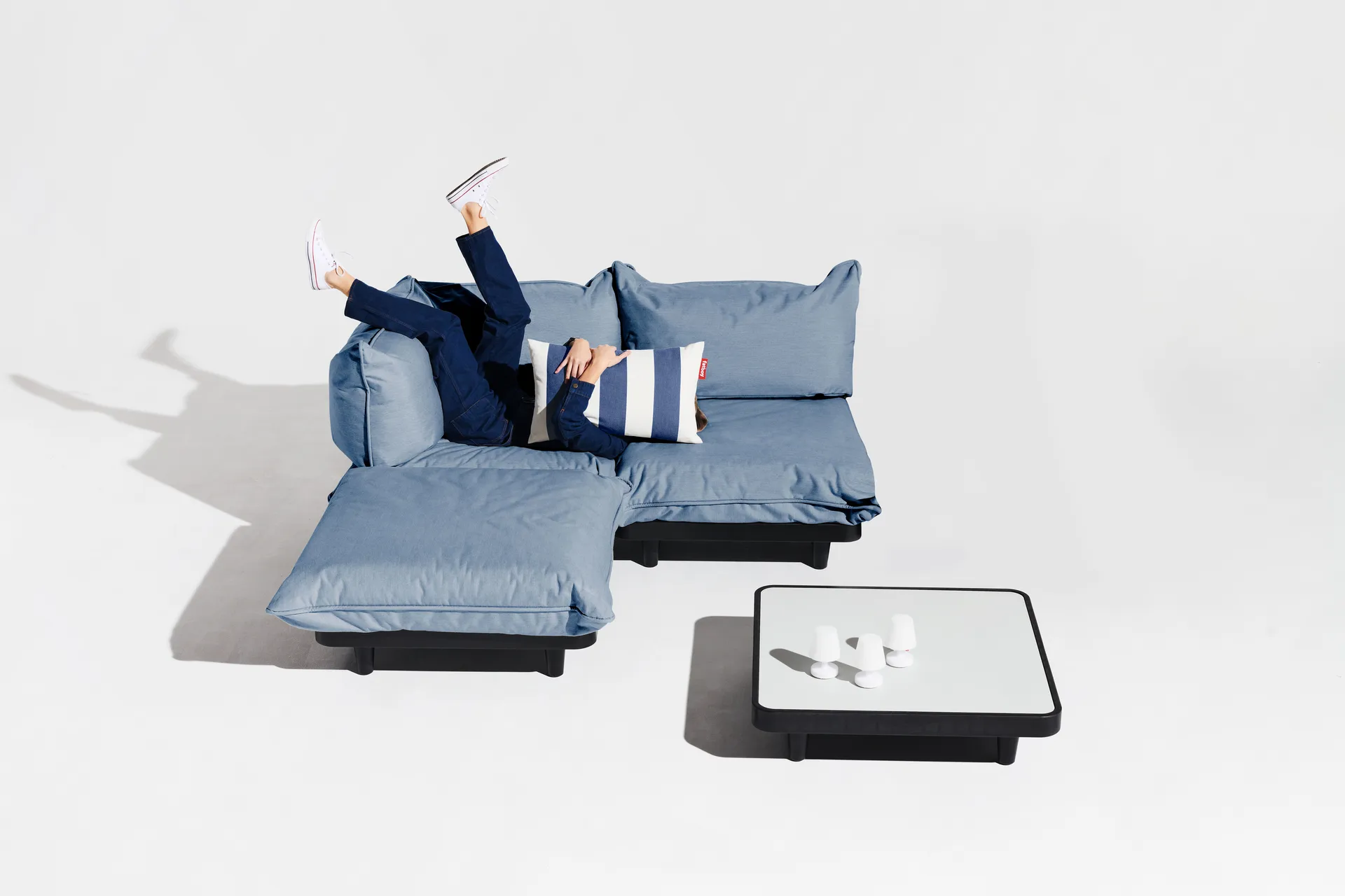 Paletti set medium rock grey modulsoffa inkl. bord,  Fatboy