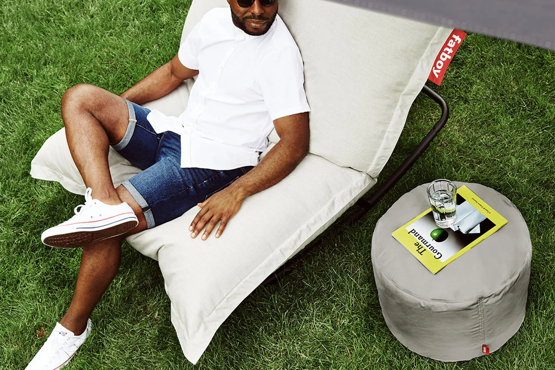 Point outdoor sittpuff, Grey taupe, large, 70x70x40 cm Fatboy