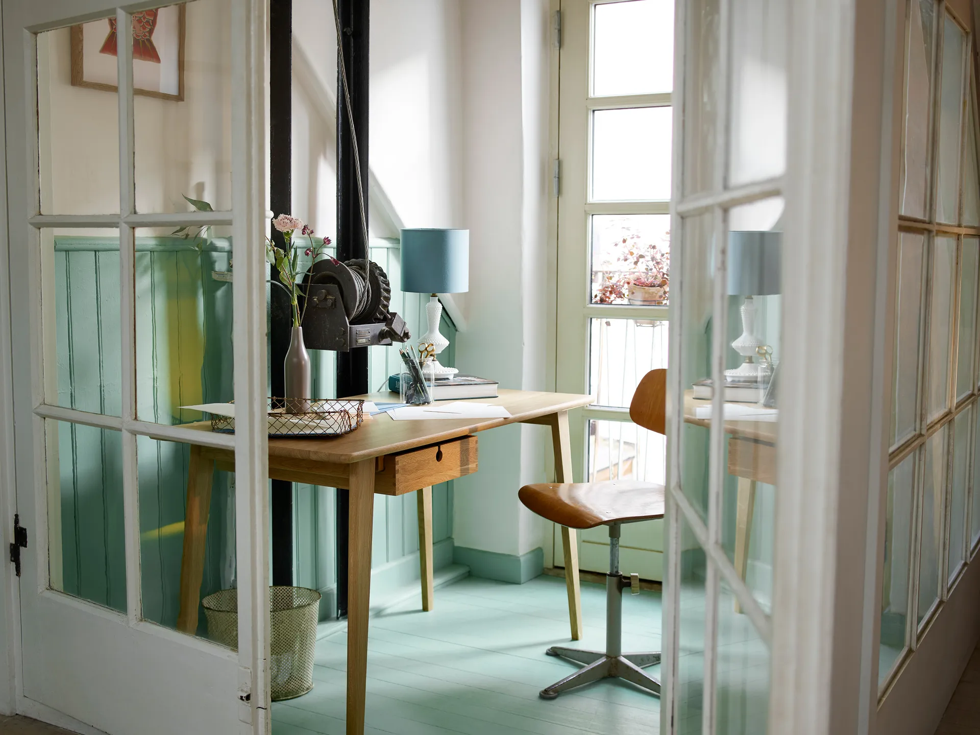 C67 Butler skrivbord, Oak nature lacquered, 60x156 cm FDB Møbler