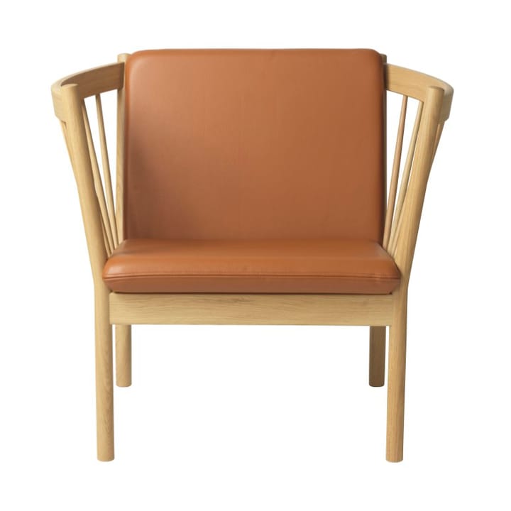 J146 fåtölj - Oak nature lacquered-cognac leather - FDB Møbler