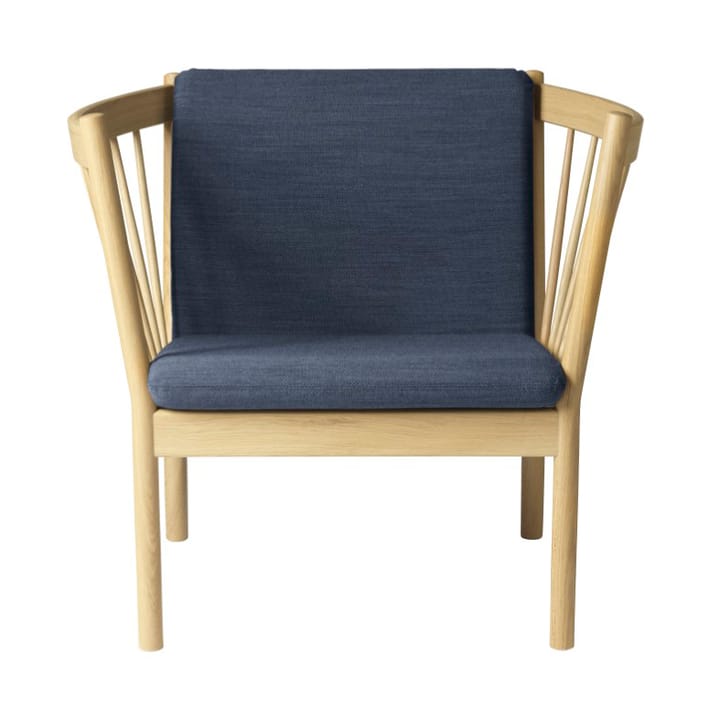 J146 fåtölj - Oak nature lacquered-dark blue - FDB Møbler